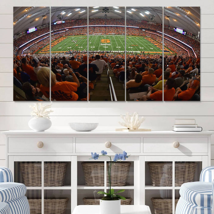 From above, the view resembles the Syracuse University Orange Football Team Wall Art Canvas.