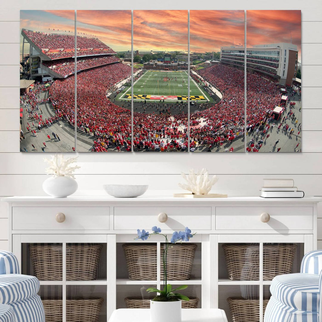 University of Maryland Terrapins Football Team Print - College Park SECU Stadium Wall Art Canvas Print