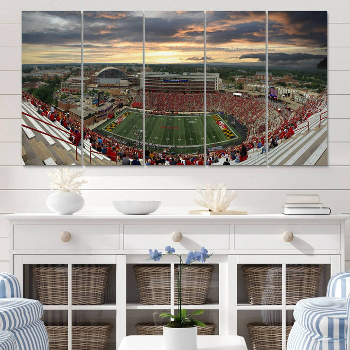 University of Maryland Terrapins Football Team Print - College Park SECU Stadium Wall Art Canvas Print