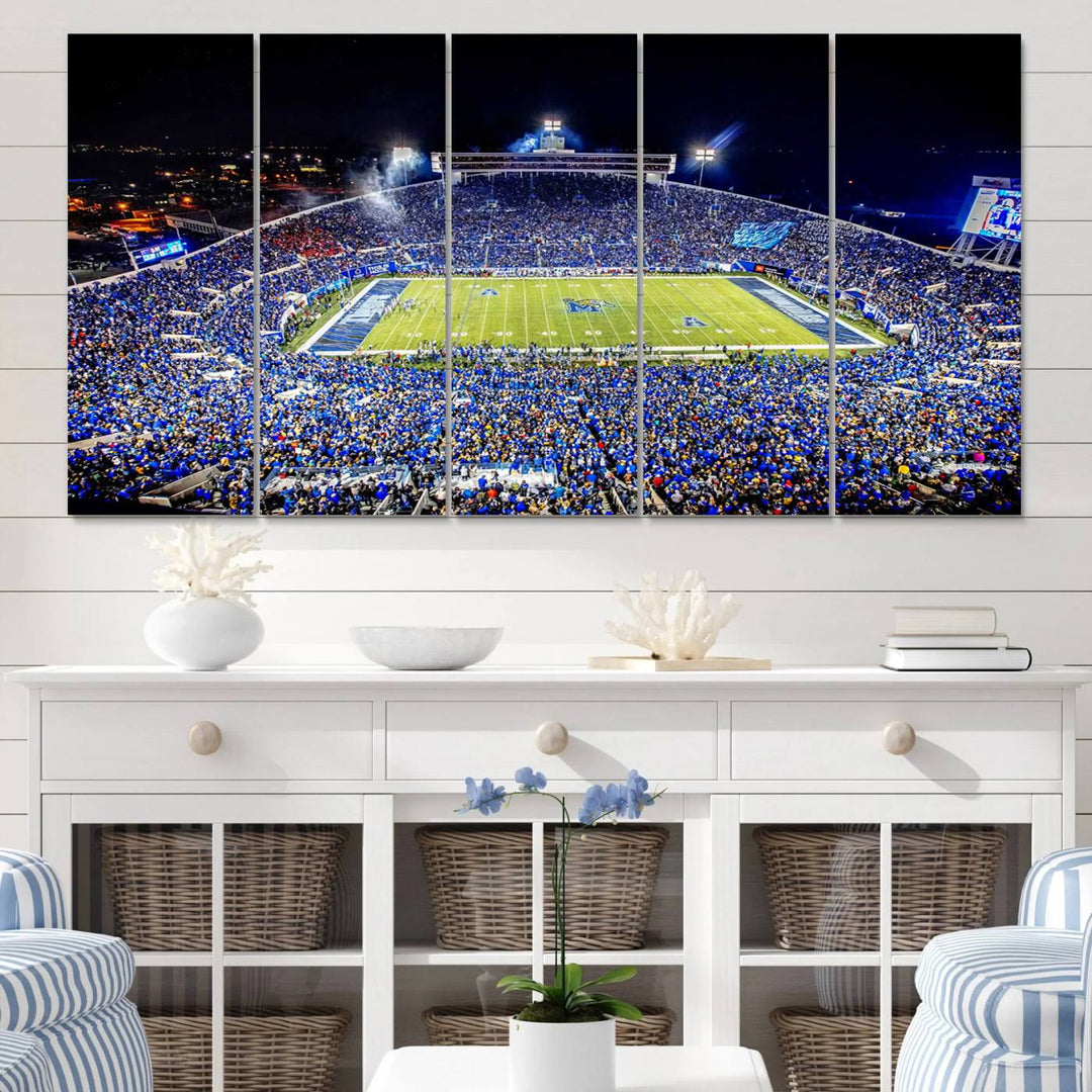 University of Memphis Tigers Football Team Print - Memphis Simmons Bank Liberty Stadium Wall Art Canvas Print