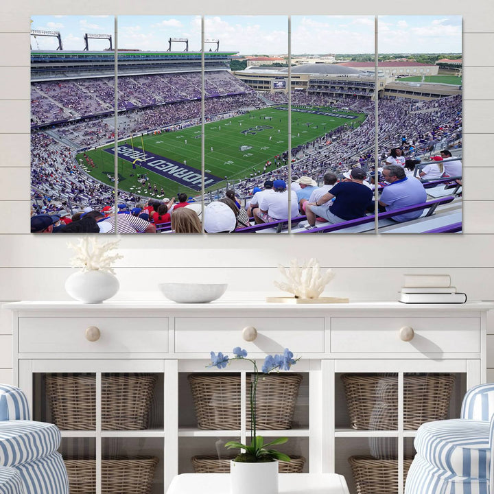 The Texas Christian University TCU Horned Frogs Football Team Print - Fort Worth Amon G. Carter Stadium Wall Art Canvas Print