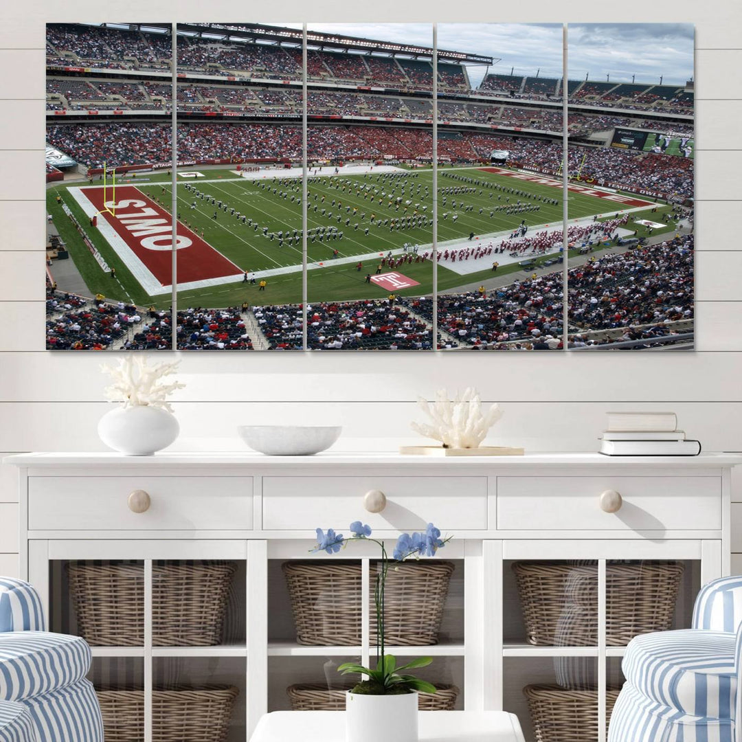 The Temple University Owls Athletics Team Print - Philadelphia Lincoln Financial Field Stadium Wall Art Canvas Print