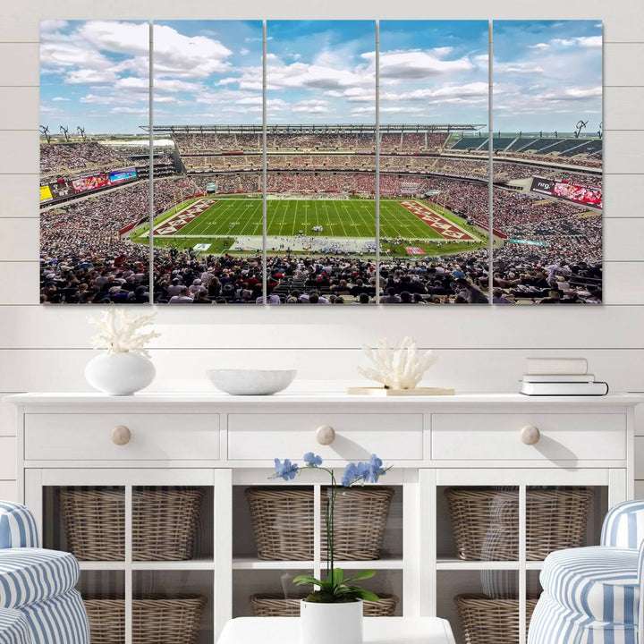 The Temple University Owls Athletics canvas print of a game at Lincoln Financial Field.