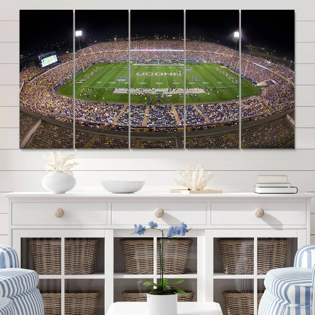 The University of Connecticut UCONN Huskies Football Team Print - East Hartford Pratt & Whitney Stadium Wall Art Canvas Print