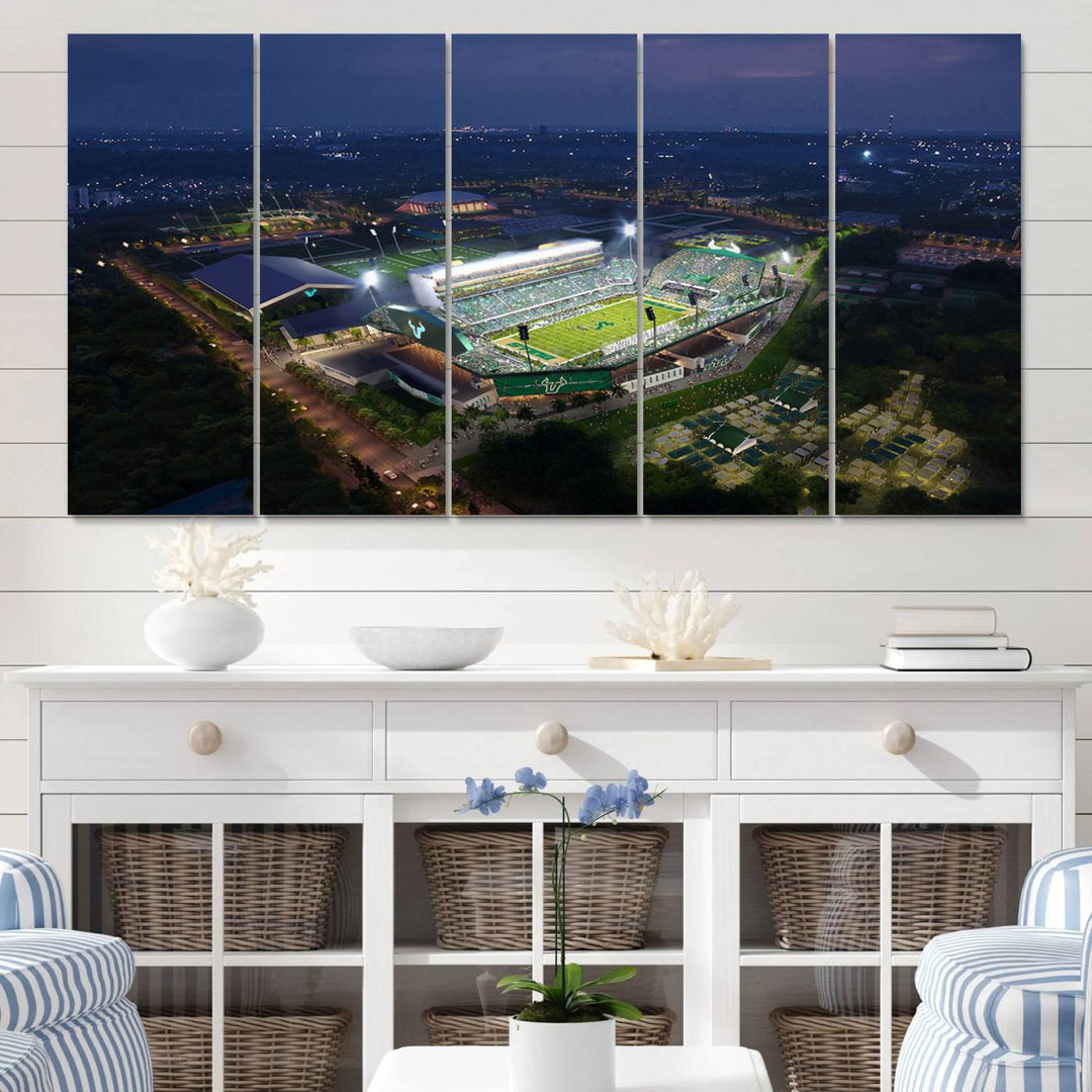 The University of South Florida Bulls Football Team Print - Tampa USF Football Stadium Wall Art Canvas Print