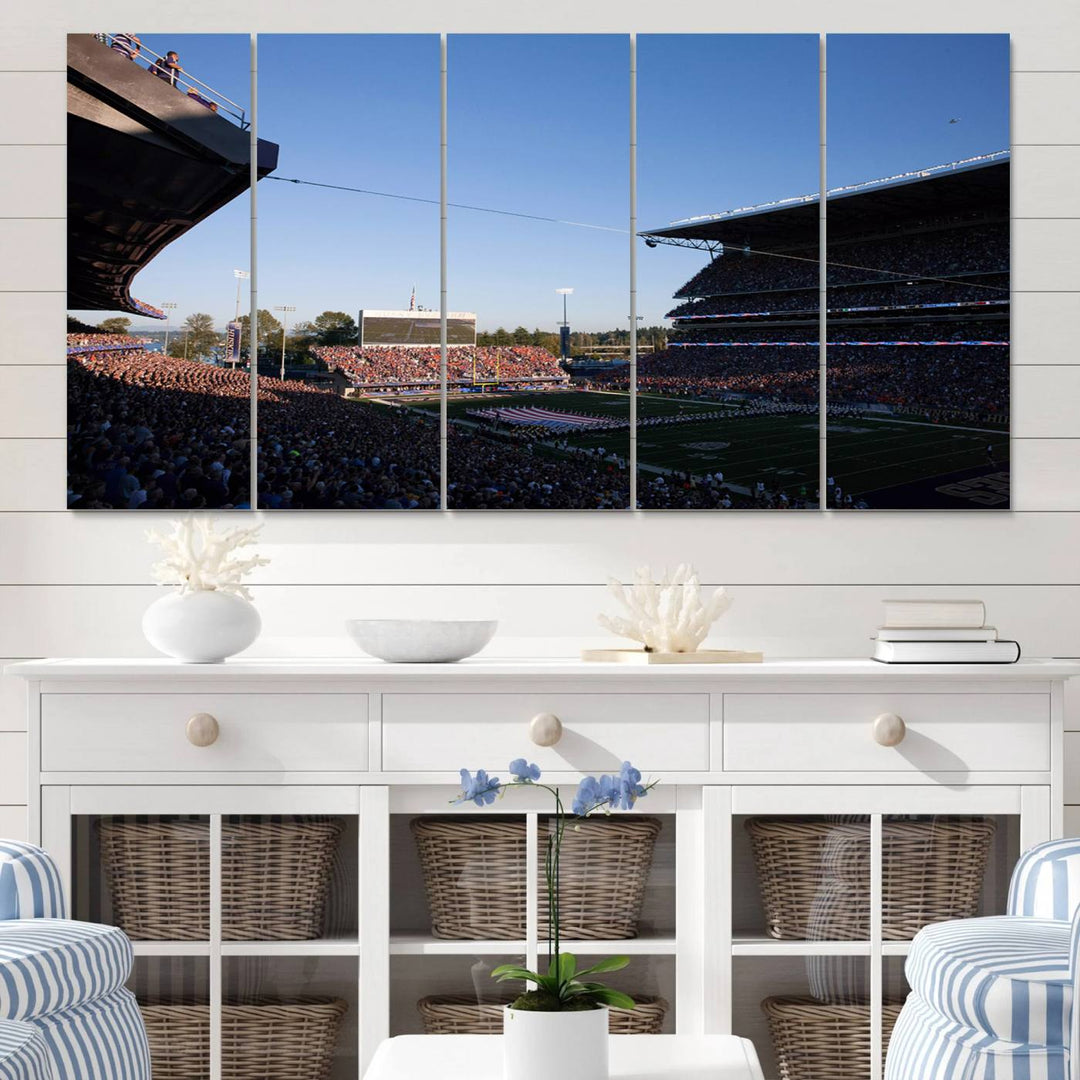 The University of Washington Huskies Football Team Print - Seattle Husky Stadium Wall Art Canvas Print