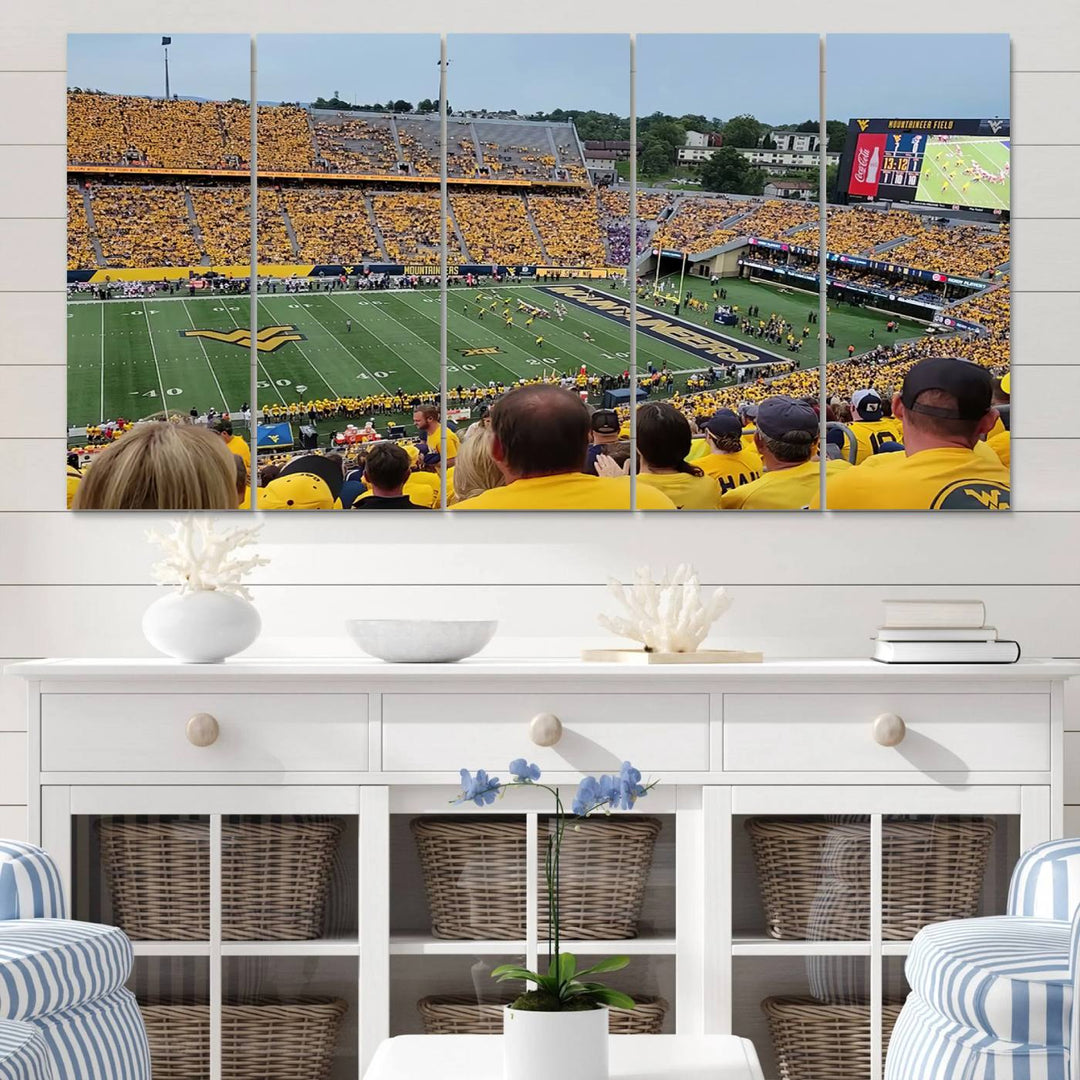 West Virginia University Mountaineers Football Team Print - Milan Puskar Stadium Canvas Print Wall Art, Morgantown Print