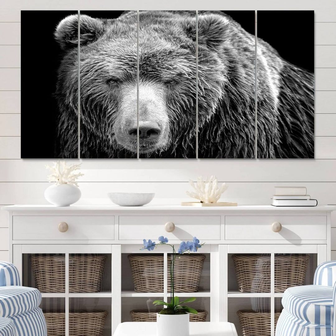 Grizzly Bear Canvas Print | Ready to Hang Wall Art | Rustic Farmhouse & Cabin Decor | Wildlife Artwork