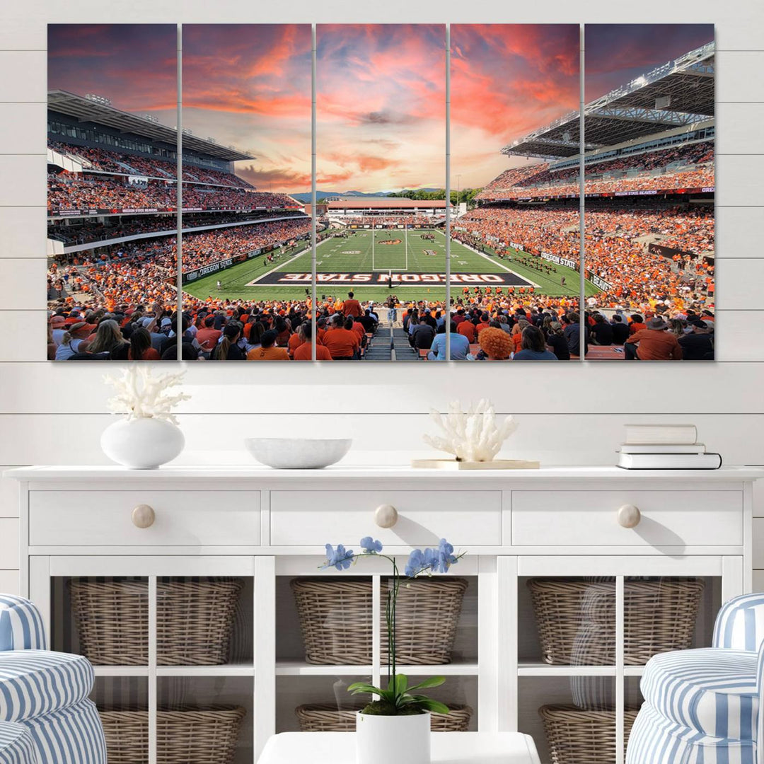 Oregon State Beavers Football Team Print - Corvallis Reser Stadium Wall Art Canvas Print