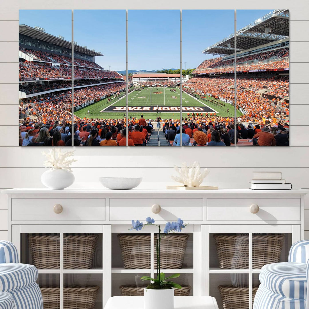 Oregon State Beavers Football Team Print - Corvallis Reser Stadium Wall Art Canvas Print