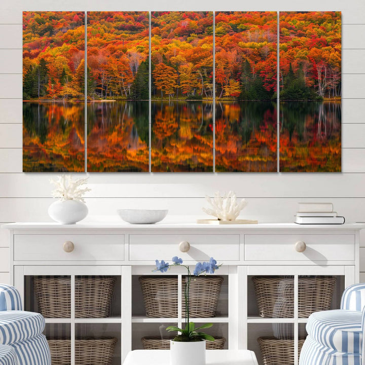 Autumn Reflection Canvas Print, Stunning Fall Foliage Wall Art, Serene Lake Landscape, Perfect Seasonal Decor Print