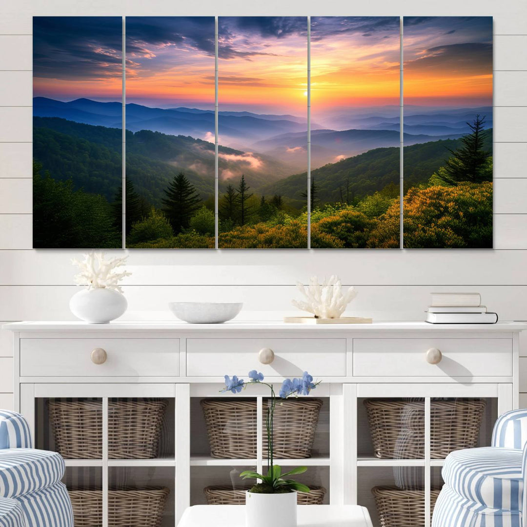 Majestic Mountain Sunrise Landscape Wall Art | Canvas Print Ready to Hang | Perfect for Farmhouse Wall Decor, Cabin Wall Art, Nature Lover’s Retreat