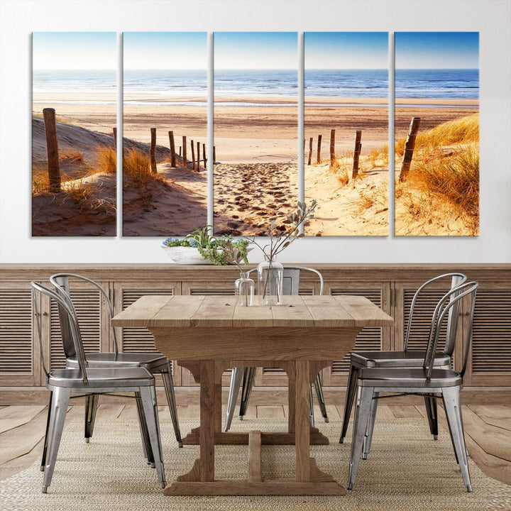 Serene Beach Path Canvas Art, Giclee Canvas Print with Gallery Wrap, Coastal Sand Dunes Wall Art Featuring Canon Print Quality