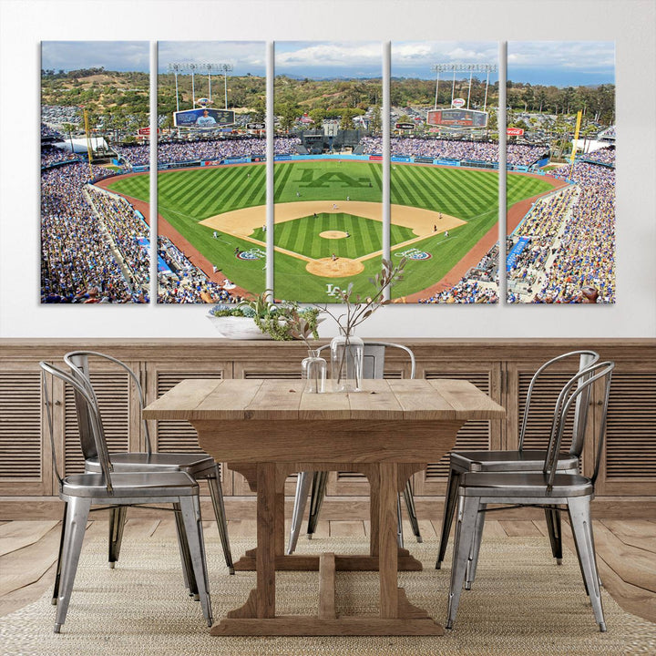 Aerial view of a sunny game day at Citi Field, captured in a 3-panel canvas print wall art.