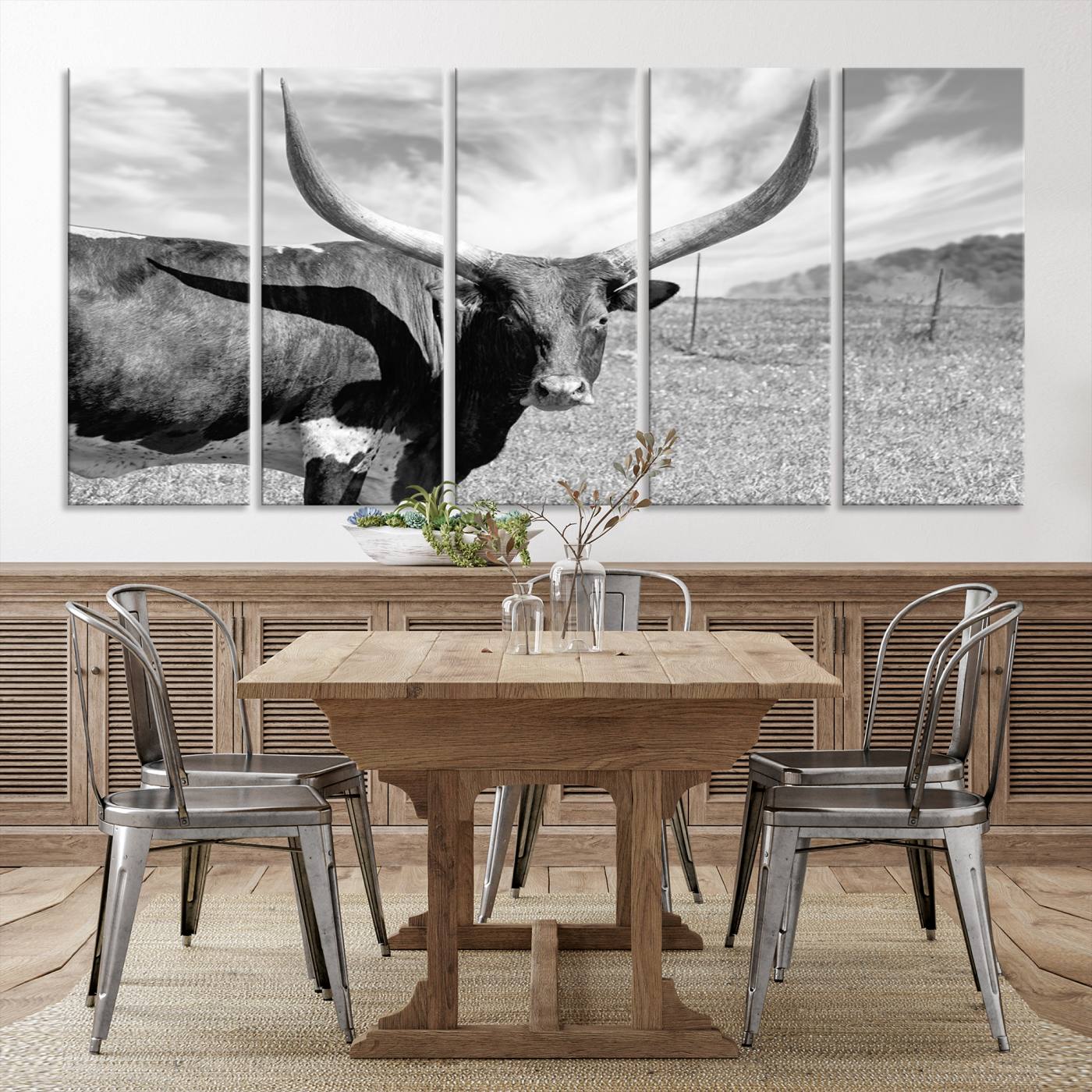 30017-MGV-CV-36X24-Cattle Wall Art Longhorn Cow Canvas Print
