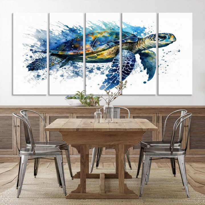 Watercolor Turtle Wall Art Canvas Print