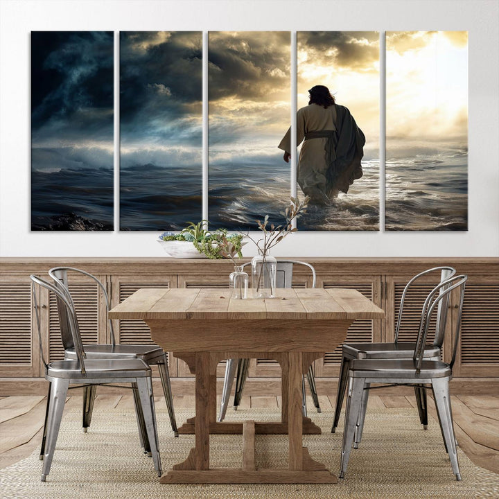 Jesus Walking on Water Wall Art | Canvas Print | Ready to Hang | Christian Home Decor | Spiritual Faith Wall Art | Inspirational Religious Wall Decor