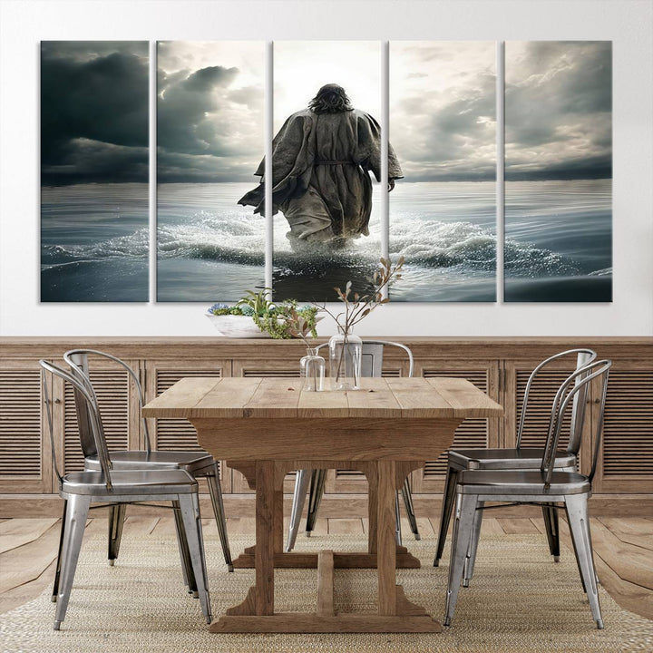 Jesus Walking on Water Wall Art | Canvas Print | Ready to Hang | Christian Home Decor | Spiritual Faith Wall Art | Inspirational Religious Wall Decor