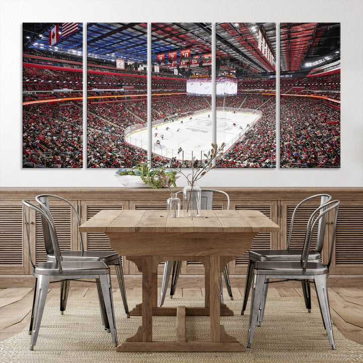 Barton Malow Little Caesars Arena Detroit Wall Art Canvas Print - Detroit Hockey and Basketball Stadium Print