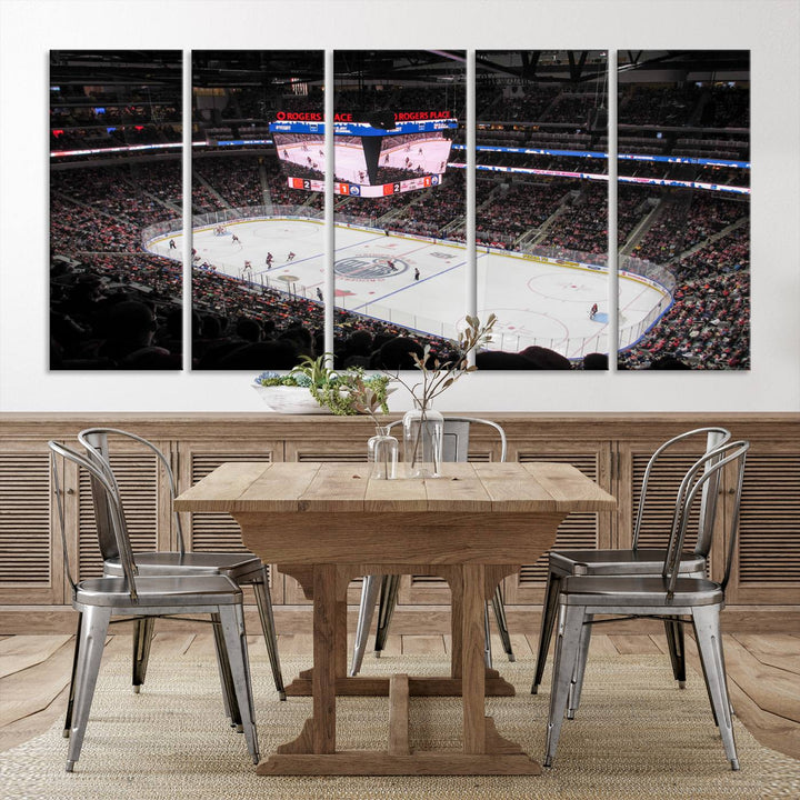 Rogers Place Edmonton Oilers Ice Hockey Stadium Wall Art Canvas Print