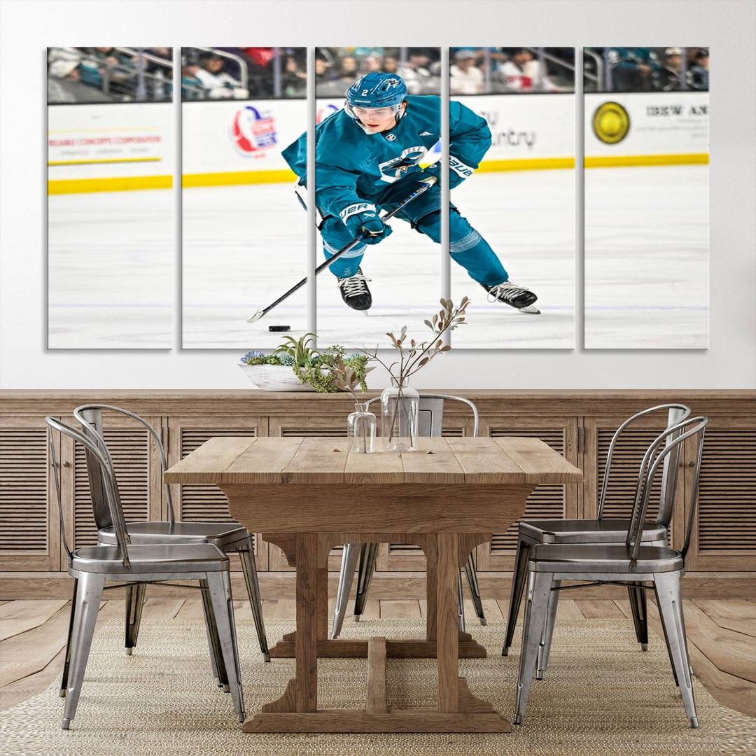 San Jose SharksIce Hockey Player Wall Art Canvas Print