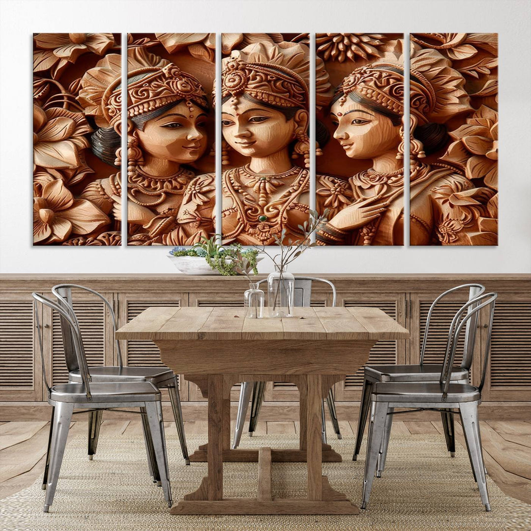 Indian Woman Statue Wall Art Canvas Print