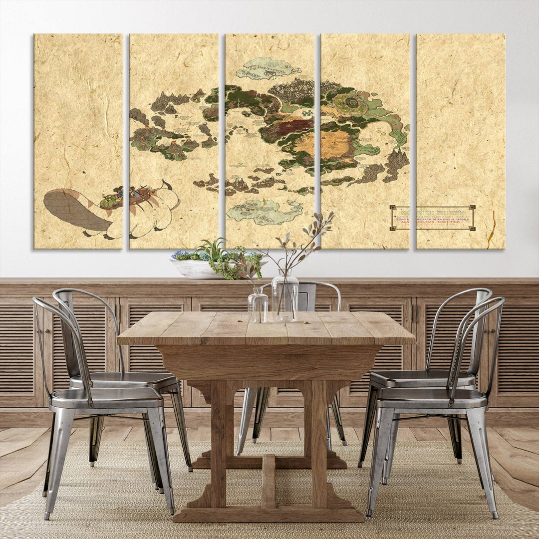 Last Air-Bender Avatar World Map Wall Art Canvas PrintWall Art Canvas Print