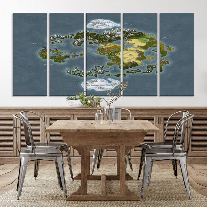 Last Air Bender Avatar World Map Wall Art Canvas Print