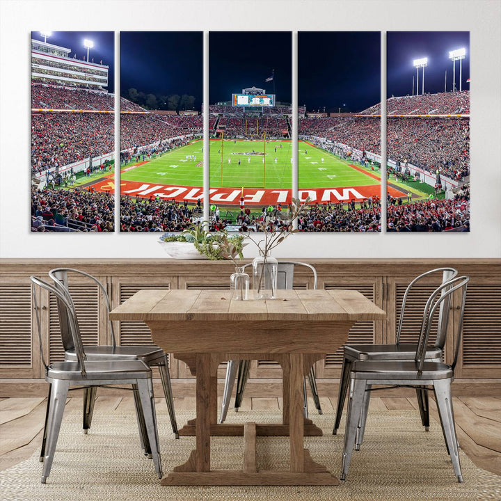 NC State Wolfpack Football Team Print - Raleigh Carter-Finley Stadium Wall Art Canvas Print