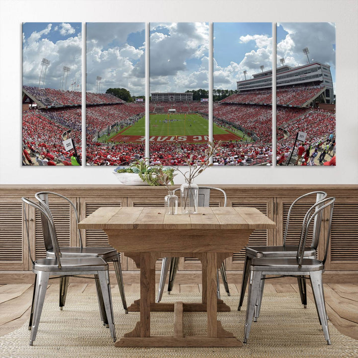 NC State Wolfpack Football Team Print - Raleigh Carter-Finley Stadium Wall Art Canvas Print