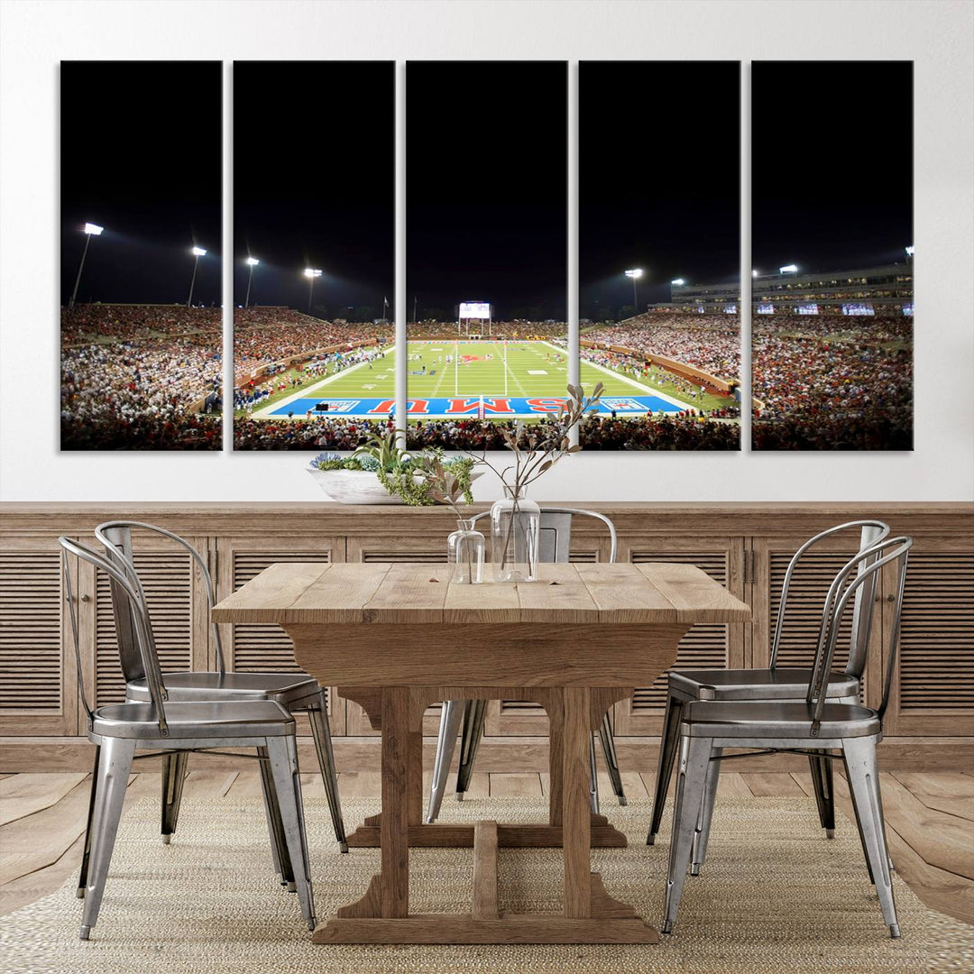 SMU Mustangs Football Team Print - Dallas Gerald J. Ford Stadium Wall Art Canvas Print