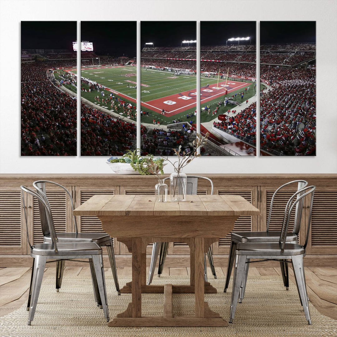 Houston Cougars Football Team Print - Houston TDECU Stadium Wall Art Canvas Print