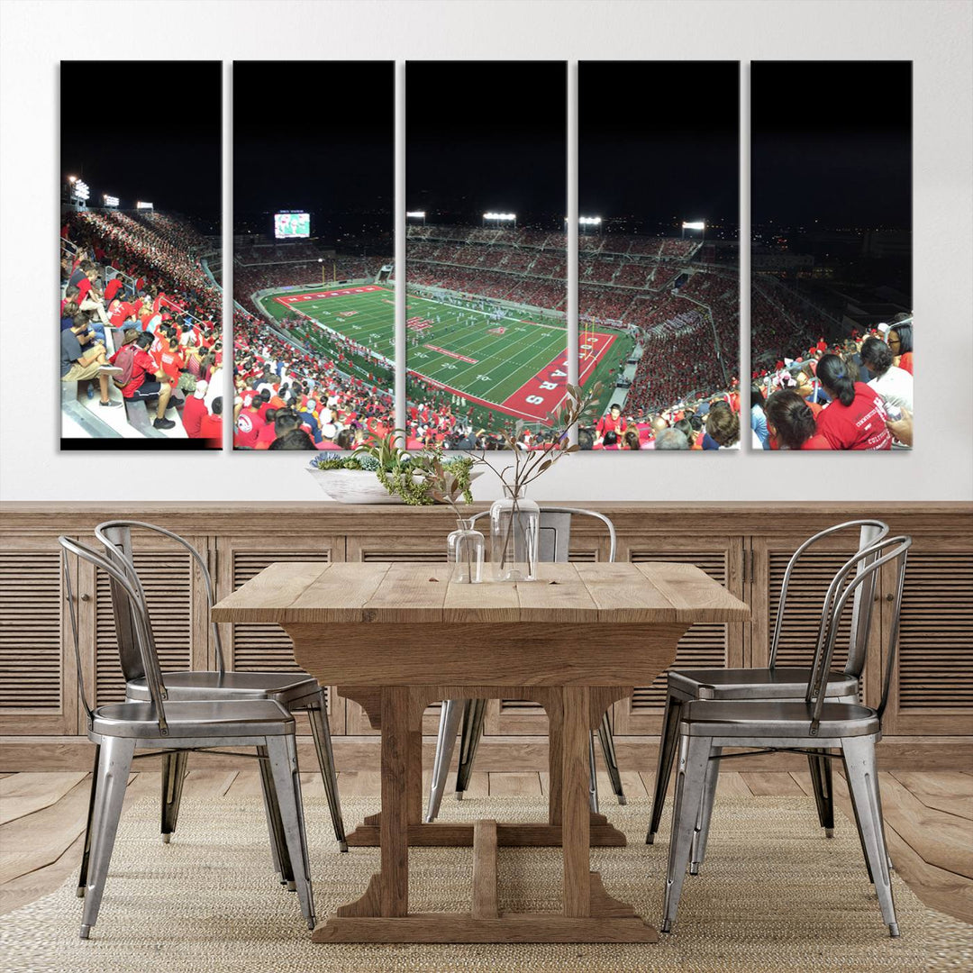 Houston Cougars Football Team Print - Houston TDECU Stadium Wall Art Canvas Print