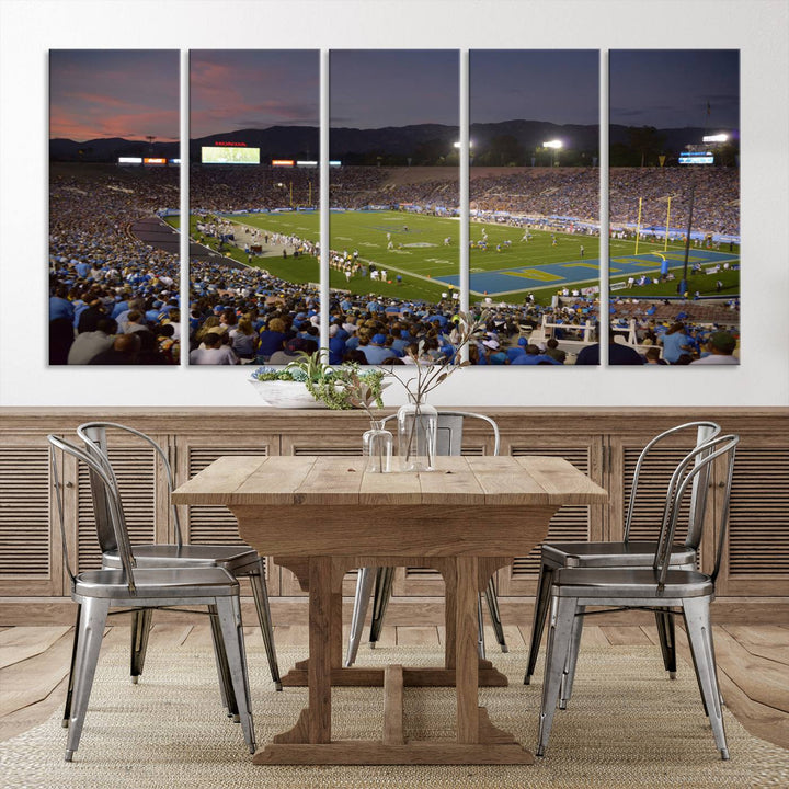 UCLA Bruins Football Team Print - Pasadena Rose Bowl Stadium Wall Art Canvas Print