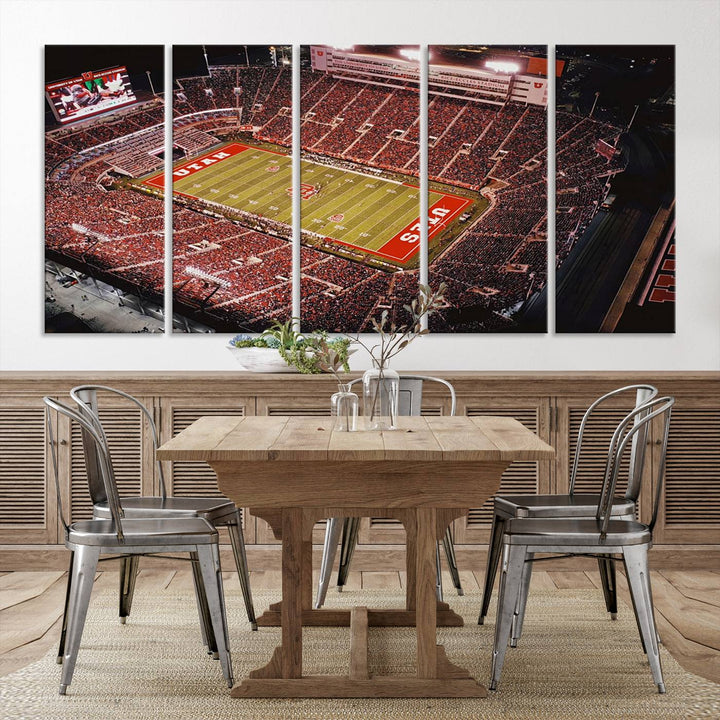 Utah Utes Football Team Print - Salt Lake City Rice-Eccles Stadium Wall Art Canvas Print