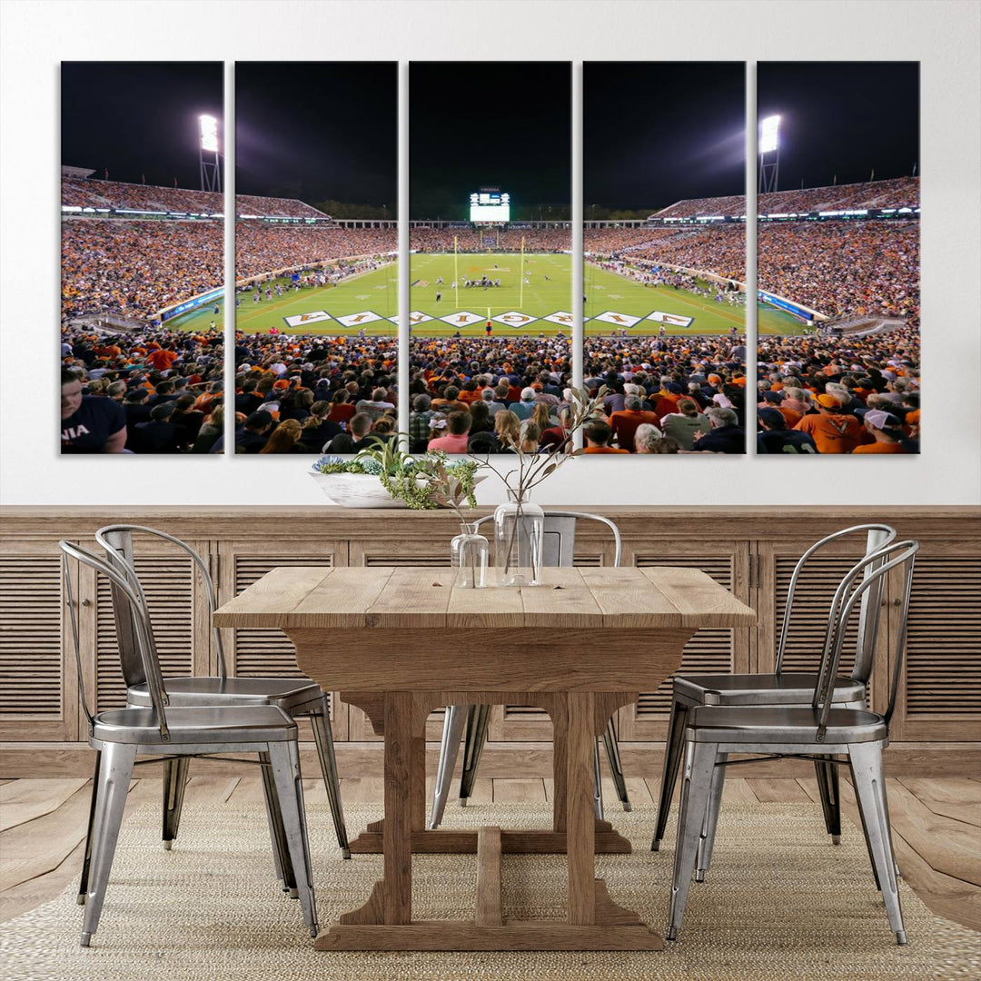 Virginia Cavaliers Football Team Print - Charlottesville Scott Stadium Wall Art Canvas Print