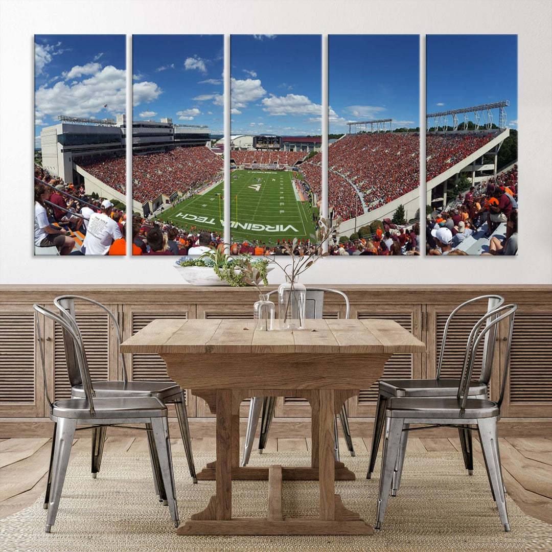 Virginia Tech Hokies Football Team Print - Blacksburg Lane Stadium Wall Art Canvas Print