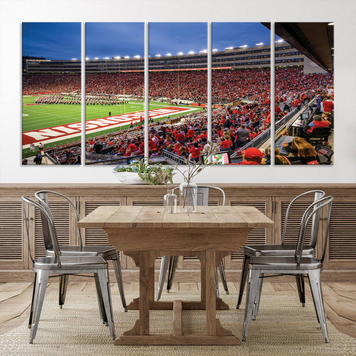 Wisconsin Badgers Football Team Print - Madison Camp Randall Stadium Wall Art Canvas Print