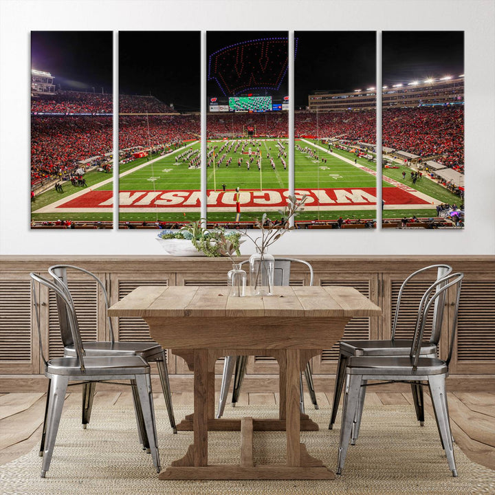 Wisconsin Badgers Football Team Print - Madison Camp Randall Stadium Wall Art Canvas Print