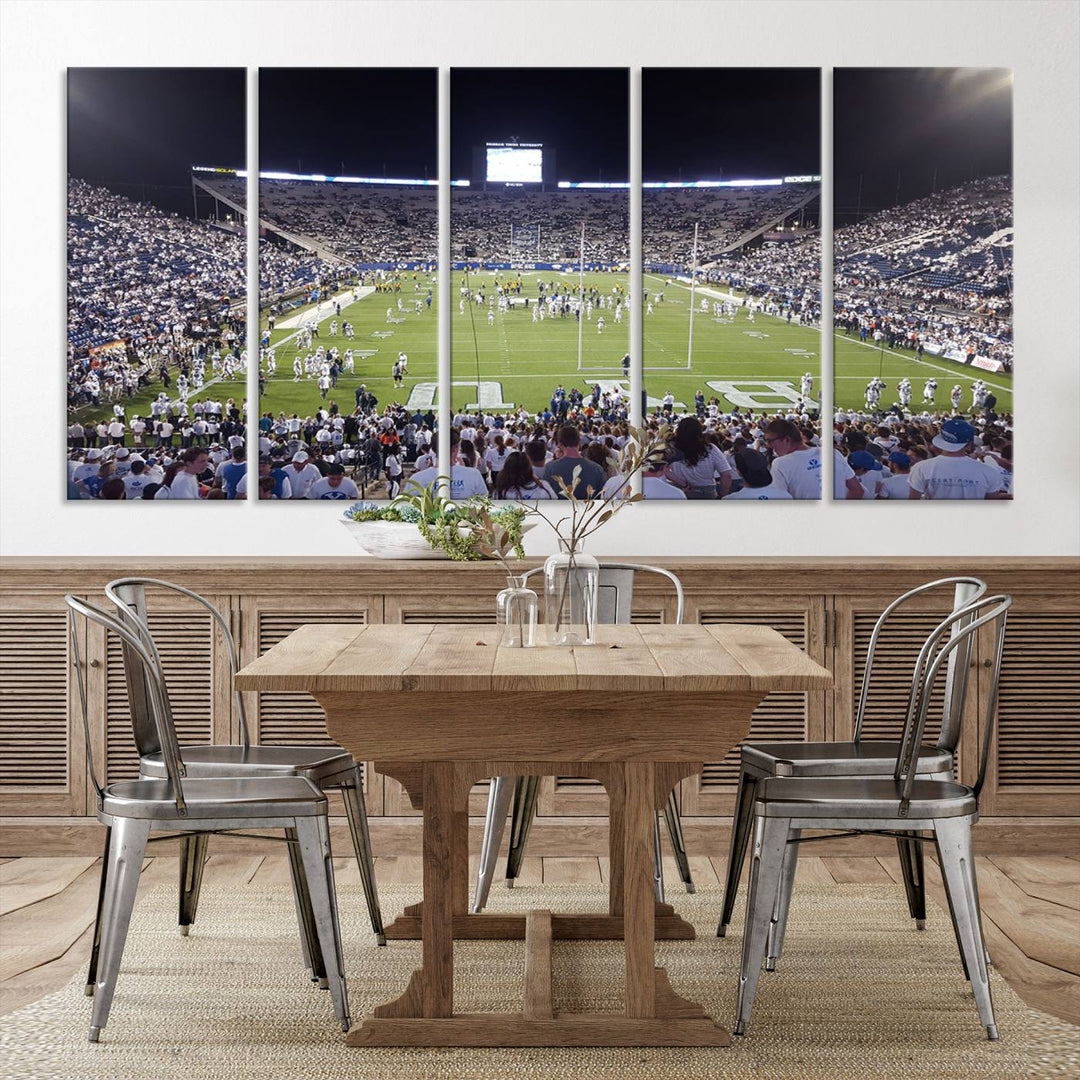 Brigham Young University Cougars Football Team Print - Provo LaVell Edwards Stadium Wall Art Canvas Print.