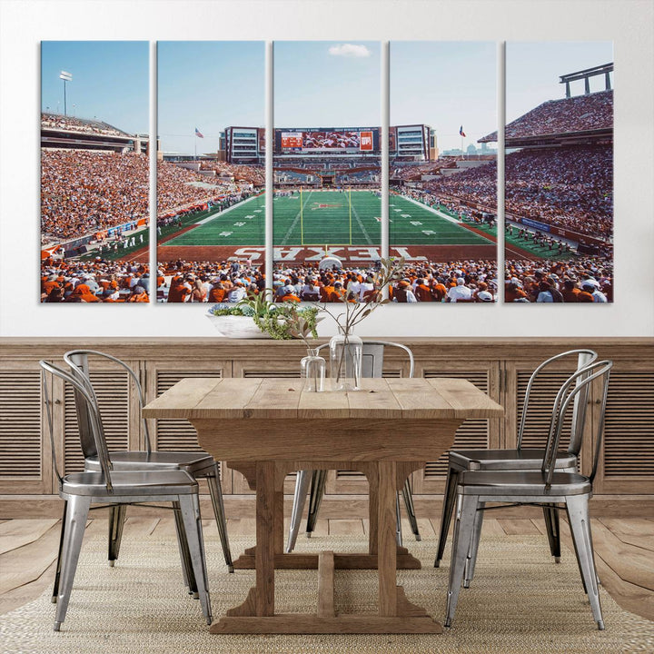 University of Texas Longhorns Football Team Print - Austin Darrell K Royal-Texas Memorial Stadium at Campbell-Williams Field Wall Art Canvas Print