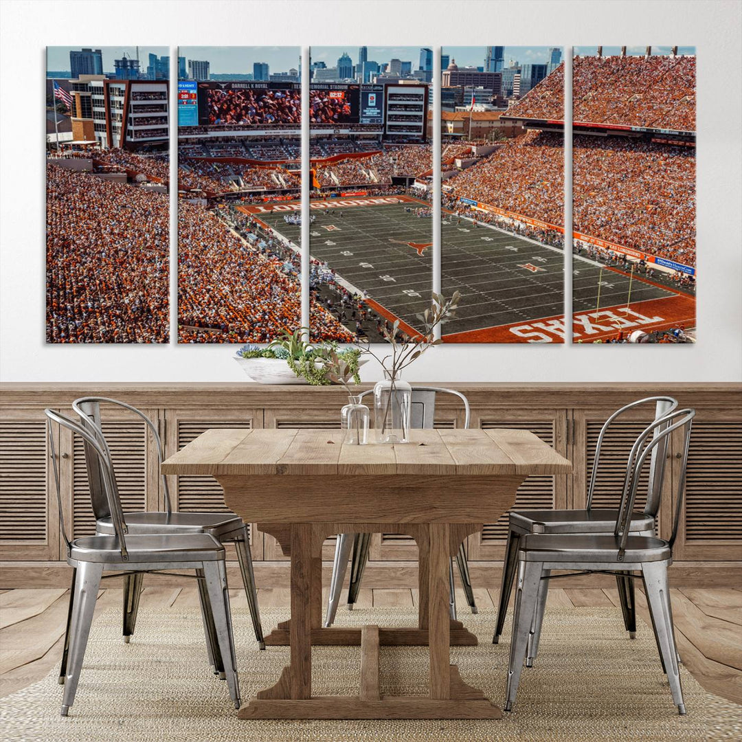 University of Texas Longhorns Football Team Print - Austin Darrell K Royal-Texas Memorial Stadium Wall Art Canvas Print