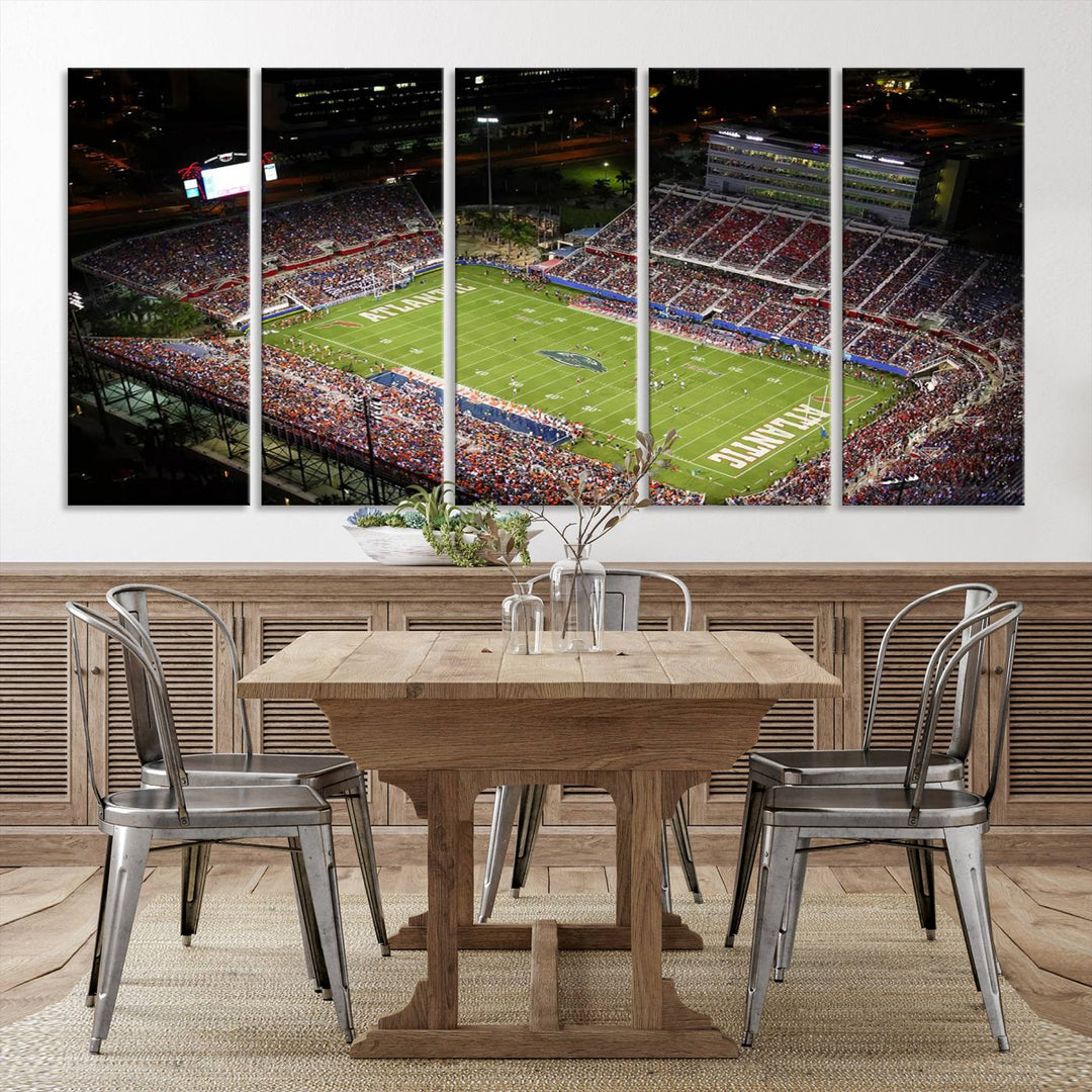 Florida Atlantic University Owls Football Team Print - Boca Raton FAU Stadium Wall Art Canvas Print