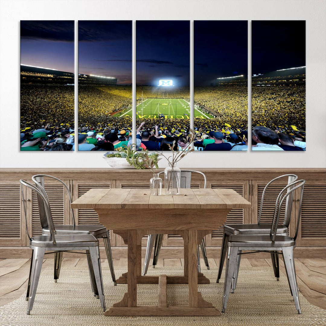 University of Michigan Wolverines Football Team Print - Ann Arbor Michigan Stadium Wall Art Canvas Print