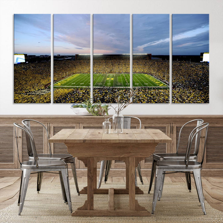 University of Michigan Wolverines Football Team Print - Ann Arbor Michigan Stadium Wall Art Canvas Print