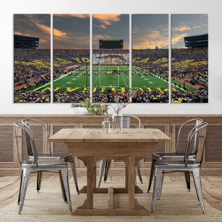 University of Michigan Wolverines Football Team Print - Ann Arbor Michigan Stadium Wall Art Canvas Print