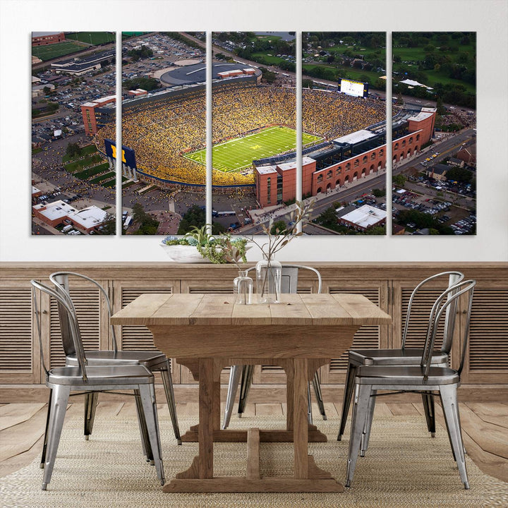 University of Michigan Wolverines Football Team Print - Ann Arbor Michigan Stadium Wall Art Canvas Print