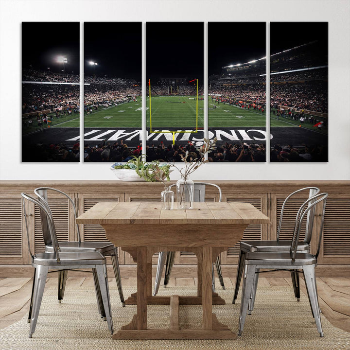 Cincinnati Bearcats Football Team Print - Nippert Stadium Wall Art Canvas Print