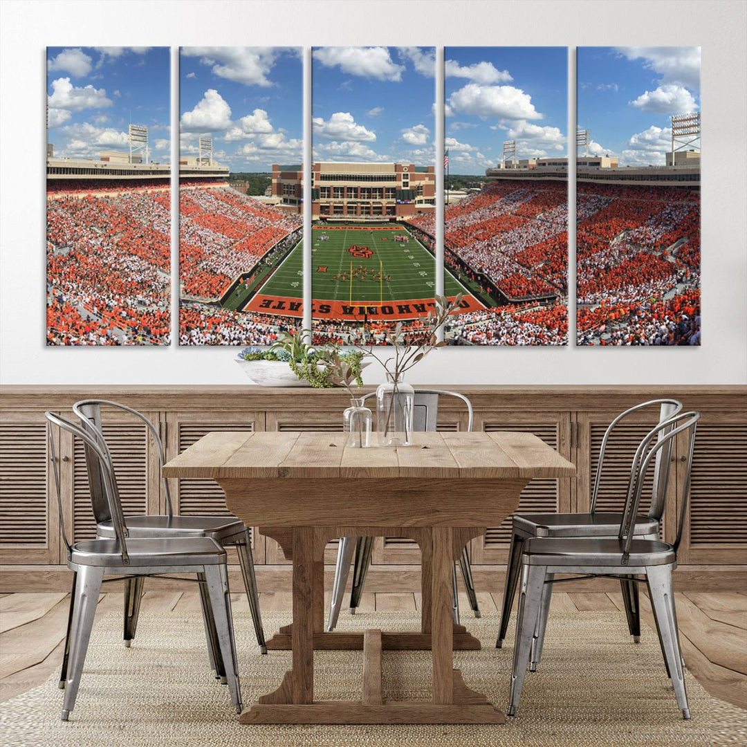 Oklahoma State Cowboys Football Team Print - Stillwater Boone Pickens Stadium Wall Art Canvas Print