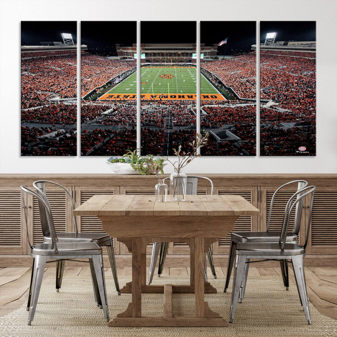 Oklahoma State Cowboys Football Team Print - Stillwater Boone Pickens Stadium Wall Art Canvas Print